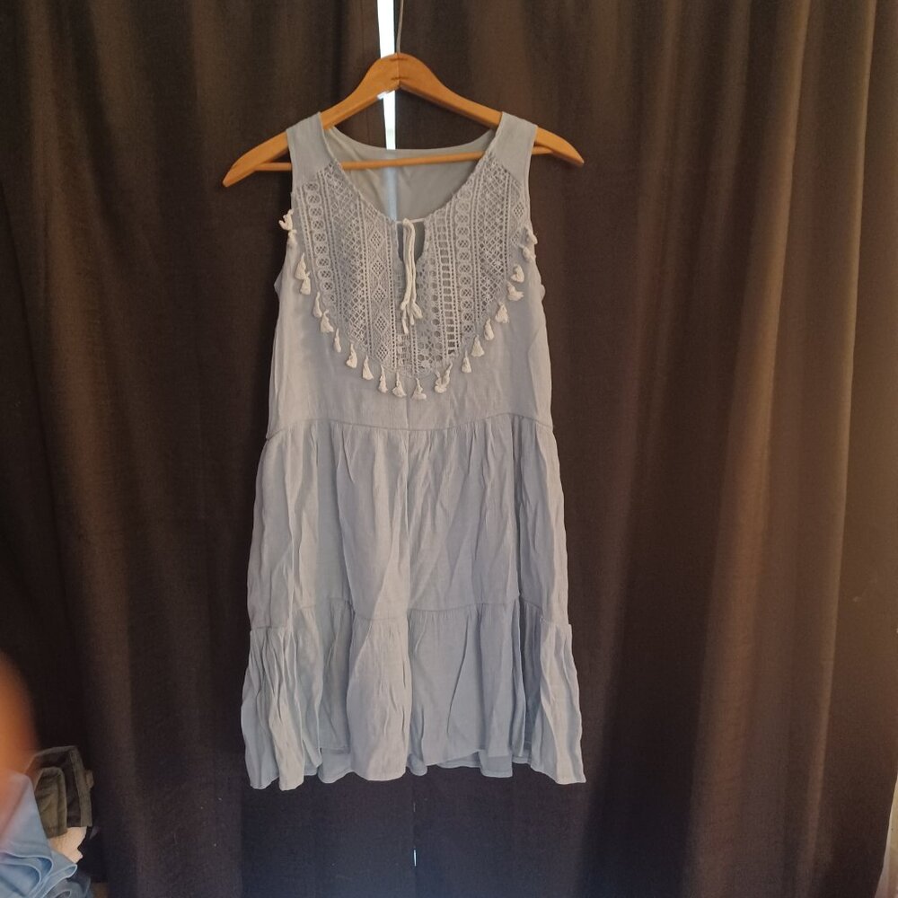 Dress/Cover Up Womens Front Ruffle Sleeveless A-Line Dress Sz S